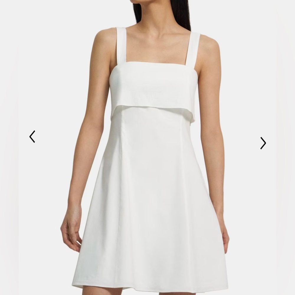 Theory stretch linen drape-back white dress   size4